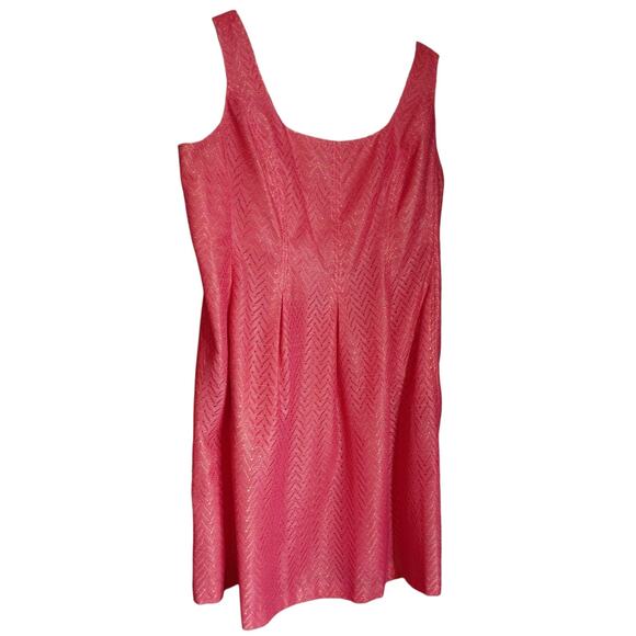 JONES STUDIO Dress Plus 20W 2X Pockets Pleats Pink Crochet Overlay Dressy Event - Picture 7 of 8